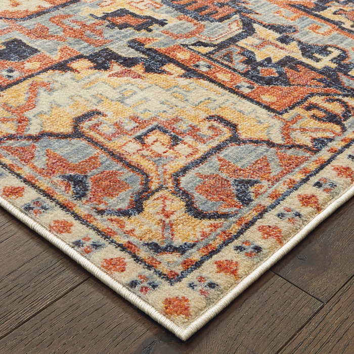 World Menagerie Pateros Oriental Orange/Blue Area Rug & Reviews Wayfair